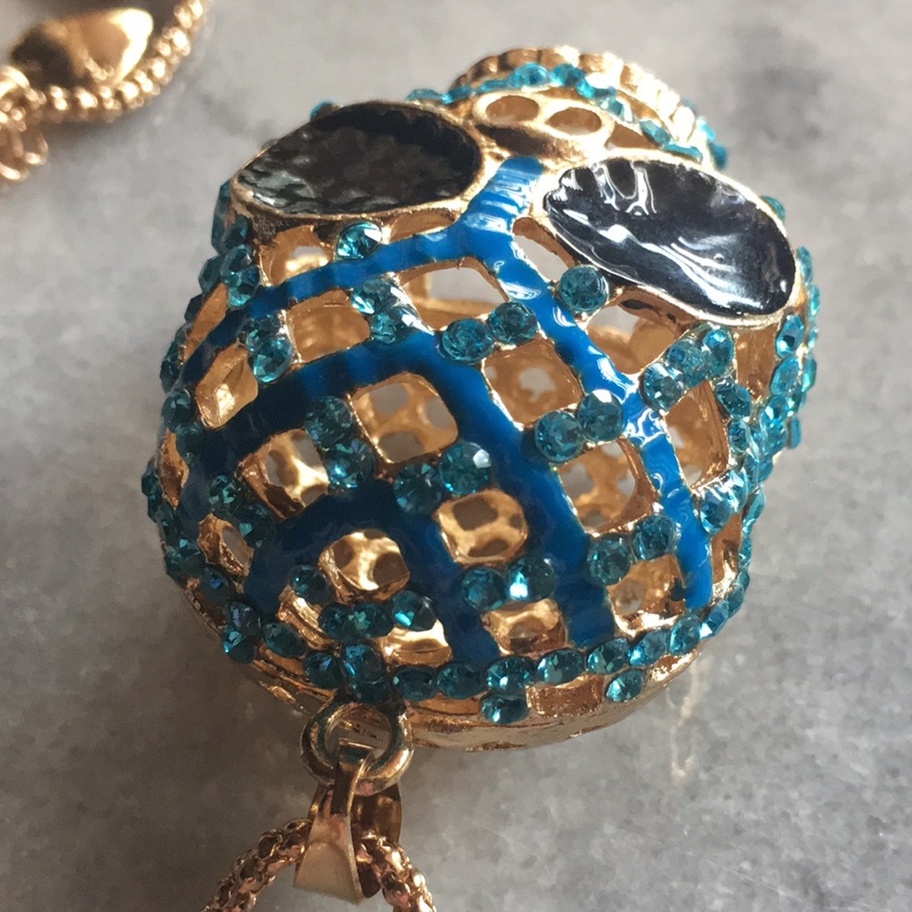 Blue Rhinestone Skull Necklace - Picture 15 of 15